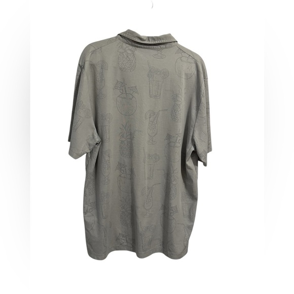 Travis Mathew Polo Shirt Men Gray Mixed Drinks Golf Vacation Reverse Print XL - Picture 4 of 8